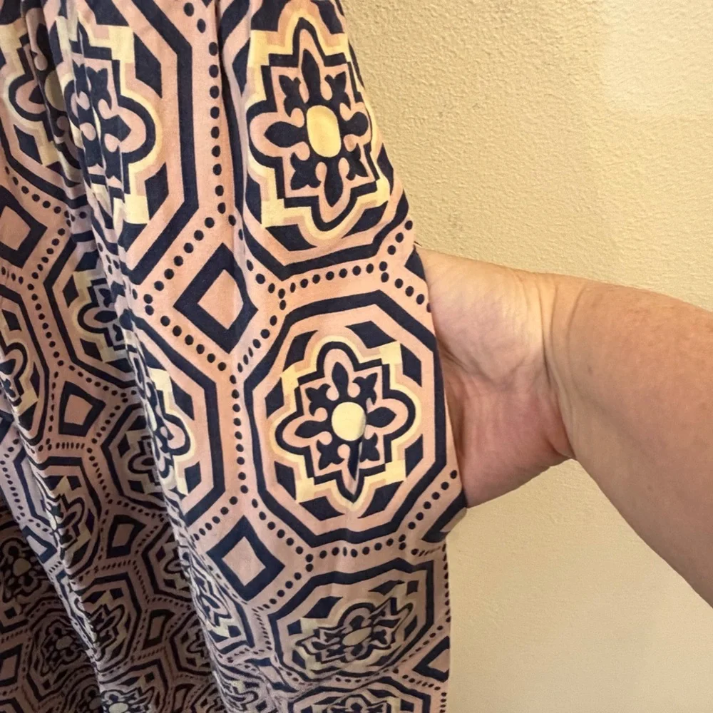 Anthropologie Lilka Navy and Cream Geometric Strap Maxi Dress - Picture 6 of 11